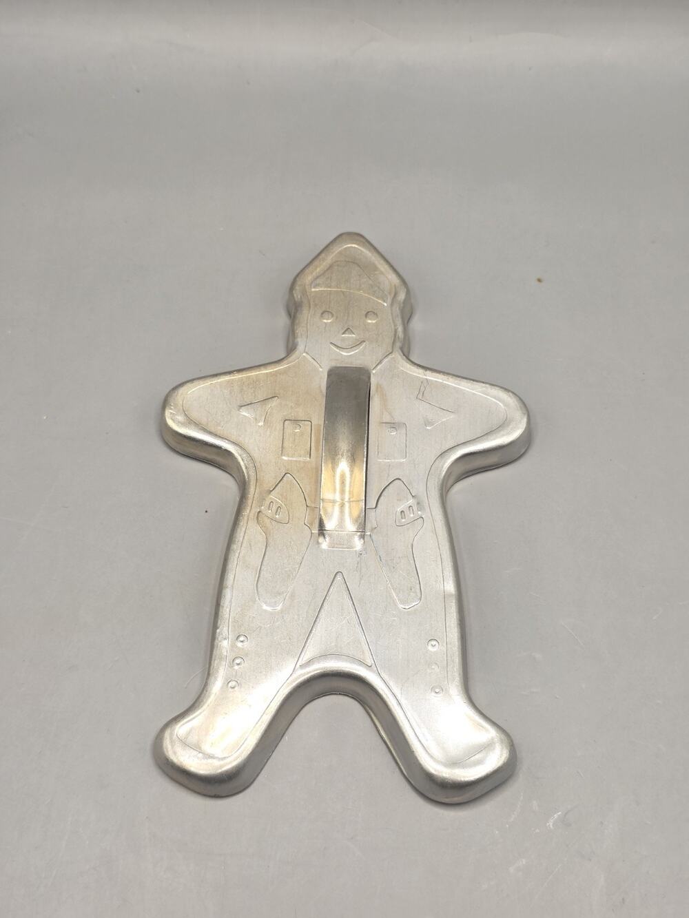 Aluminum Cookie Cutter Gingerbread Man With Handle Cowboy Pistols Vintage 6"